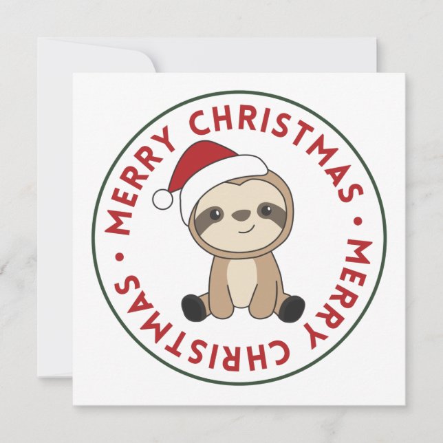 Sloth Christmas Snow Winter Animals Sloths Invitat Invitation (Front)