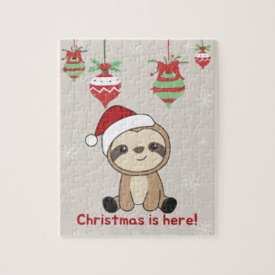 Sloth Christmas Snow Winter Animals Sloths Jigsaw Puzzle