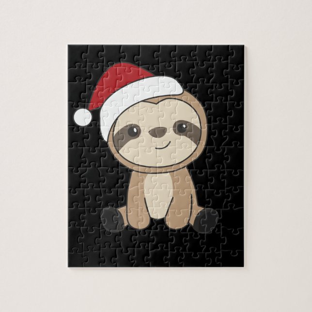 Sloth Christmas Snow Winter Animals Sloths Jigsaw  Puzzle (Vertical)