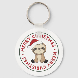 Sloth Christmas Snow Winter Animals Sloths Keychai Key Ring