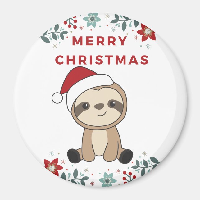 Sloth Christmas Snow Winter Animals Sloths Magnet (Front)
