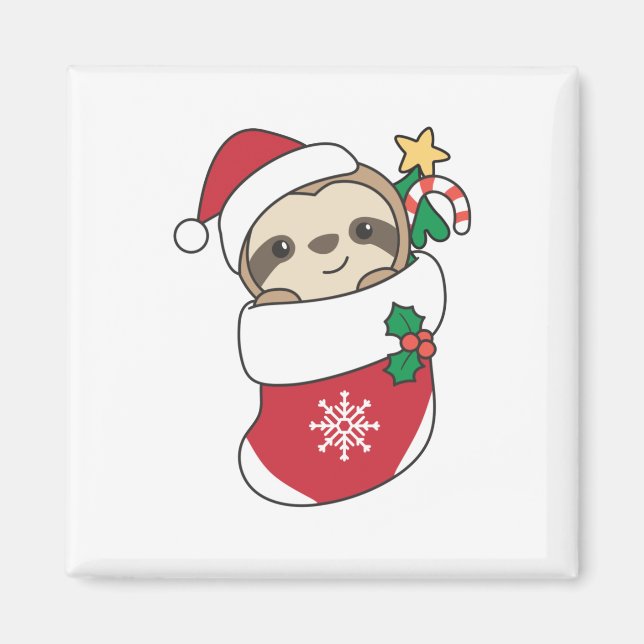 Sloth Christmas Snow Winter Animals Sloths Magnet (Front)