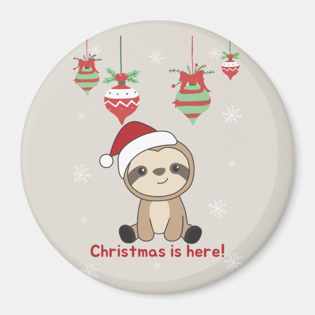 Sloth Christmas Snow Winter Animals Sloths Magnet (Front)