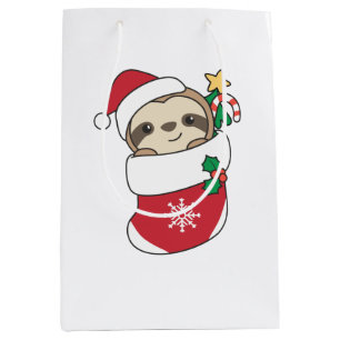 Sloth Christmas Snow Winter Animals Sloths Medium Gift Bag