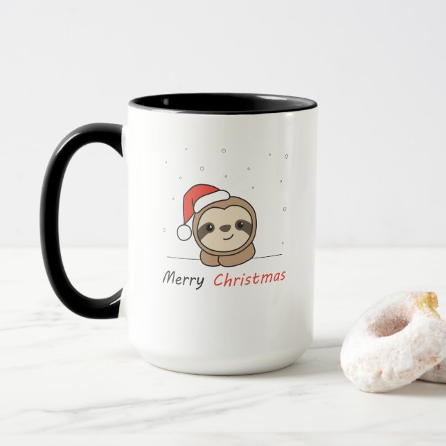 Sloth Christmas Snow Winter Animals Sloths Mug (With Donut)
