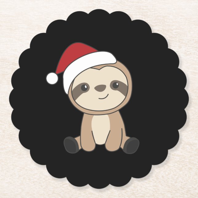 Sloth Christmas Snow Winter Animals Sloths Paper C Coaster (Front)