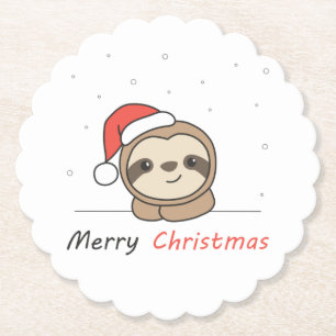 Sloth Christmas Snow Winter Animals Sloths Paper Coaster