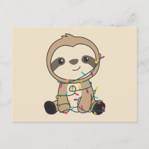 Sloth Christmas Snow Winter Animals Sloths Postcar Postcard