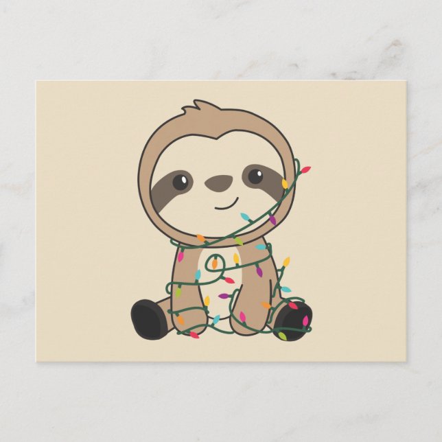 Sloth Christmas Snow Winter Animals Sloths Postcar Postcard (Front)