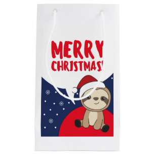 Sloth Christmas Snow Winter Animals Sloths Small Gift Bag