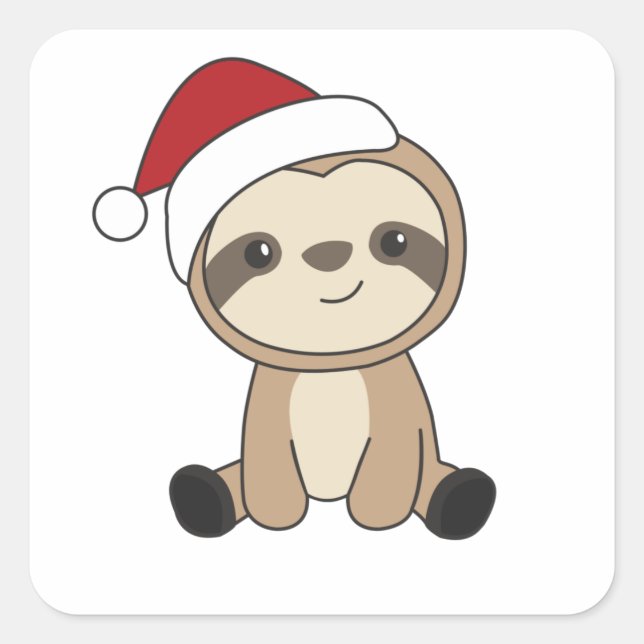 Sloth Christmas Snow Winter Animals Sloths Square Sticker (Front)