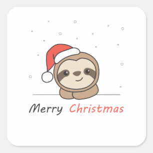 Sloth Christmas Snow Winter Animals Sloths Square Sticker