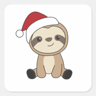 Sloth Christmas Snow Winter Animals Sloths Square Sticker