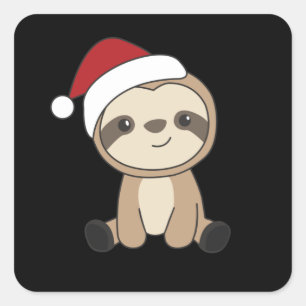 Sloth Christmas Snow Winter Animals Sloths Square  Sticker