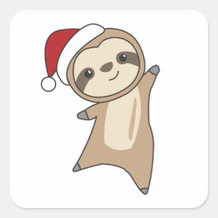 Sloth Christmas Snow Winter Animals Sloths Square Sticker