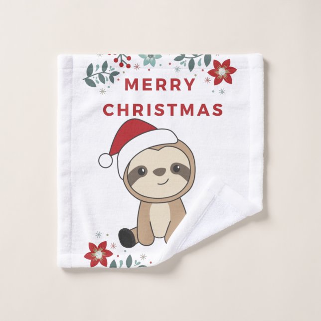 Sloth Christmas Snow Winter Animals Sloths Wash Cloth (Wash Cloth)