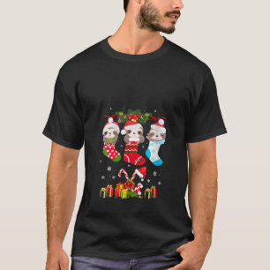 Sloth Christmas Sock Sloth Santa Hat Lights Xmas T T-Shirt