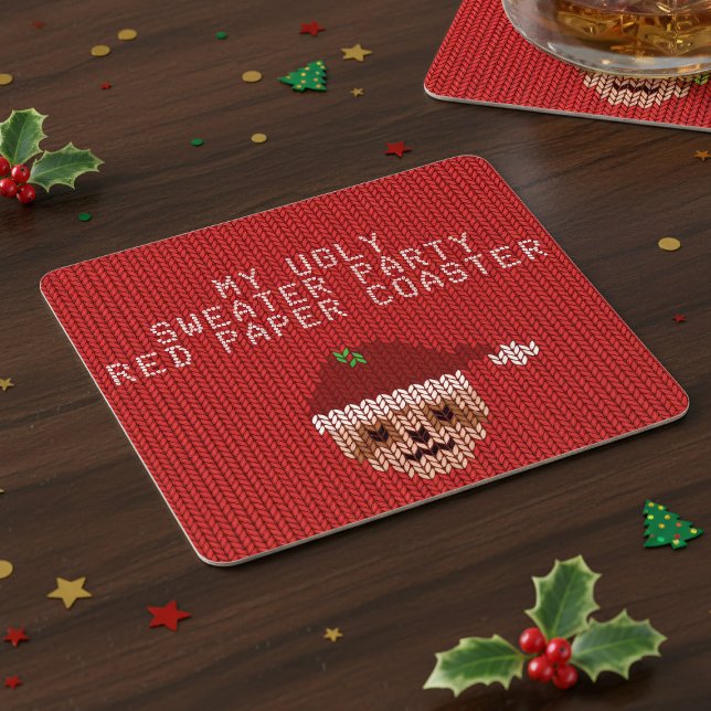 Sloth Christmas Sweater Party Paper Coasters (Merry Slothmas! Just add your party details to these festive sloth paper coasters)