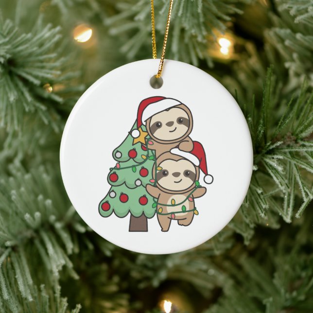  Sloth Christmas Tree Christmas Animals Sloths Ceramic Tree Decoration (Tree)