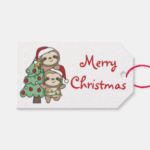 Sloth Christmas Tree Christmas Animals Sloths Gift Tags