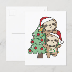 Sloth Christmas Tree Christmas Animals Sloths Holiday Postcard