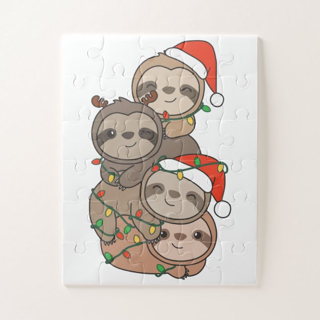 Sloth Christmas Tree Christmas Animals Sloths Jigsaw Puzzle (Vertical)