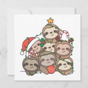 Sloth Christmas Tree Funny Animal Christmas Invita Invitation