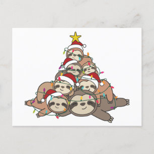Sloth Christmas Tree Funny Animal Christmas Postca Postcard