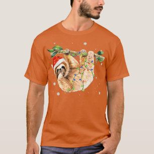 Sloth Christmas Tree Lights Santa Hat 1 T-Shirt