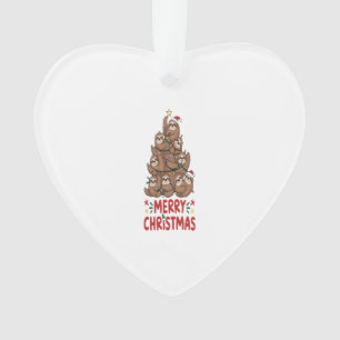 Sloth Christmas Tree Merry Holiday Ornament