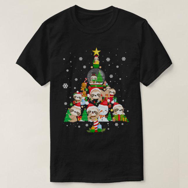 Sloth Christmas Tree Ornaments For Women Girls Kid T-Shirt (Design Front)