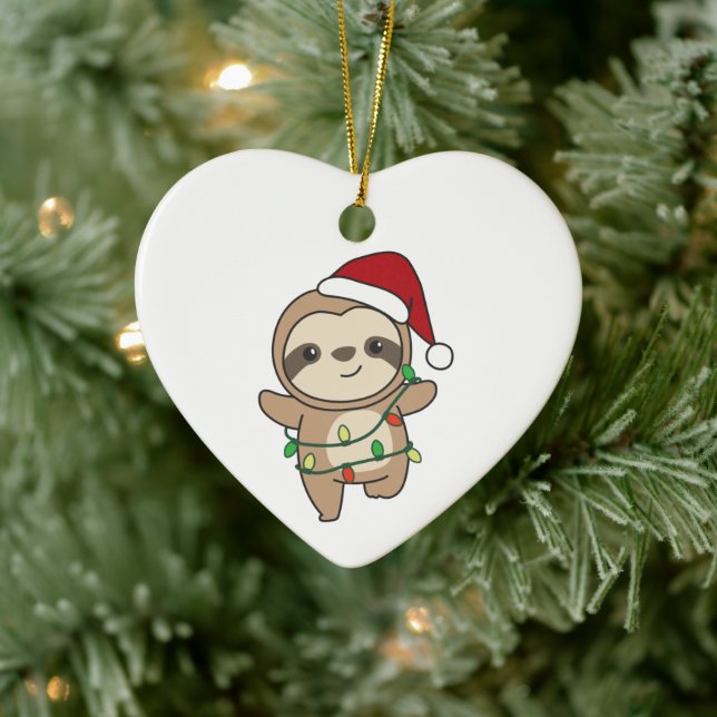 Sloth Christmas Winter Animals Sloths Ceramic Orna Ceramic Tree Decoration (Tree)