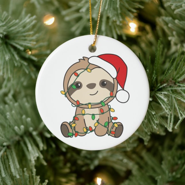 Sloth Christmas Winter Animals Sloths Ceramic Tree Decoration (Tree)