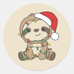 Sloth Christmas Winter Animals Sloths Classic Roun Classic Round Sticker