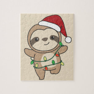Sloth Christmas Winter Animals Sloths Jigsaw Puzzl Puzzle
