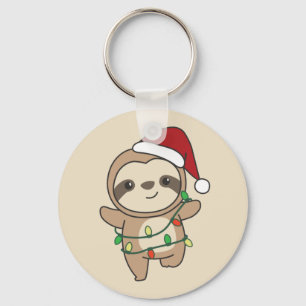 Sloth Christmas Winter Animals Sloths Keychain