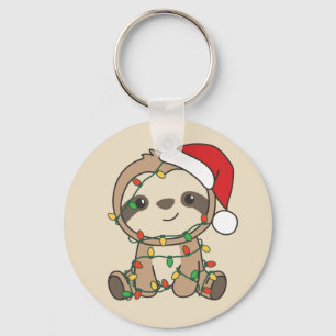 Sloth Christmas Winter Animals Sloths Keychain