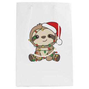 Sloth Christmas Winter Animals Sloths Medium Gift Bag