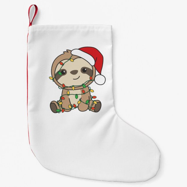 Sloth Christmas Winter Animals Sloths Small Christmas Stocking (Front)