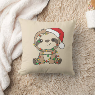Sloth Christmas Winter Animals Sloths Throw Pillow