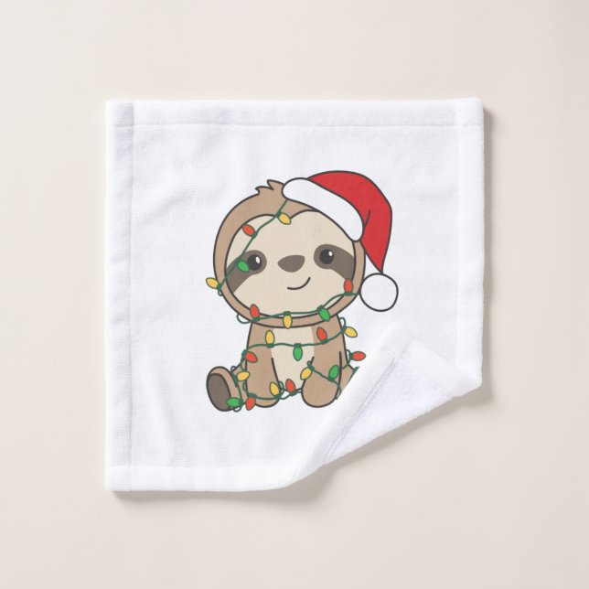 Sloth Christmas Winter Animals Sloths Wash Cloth (Wash Cloth)