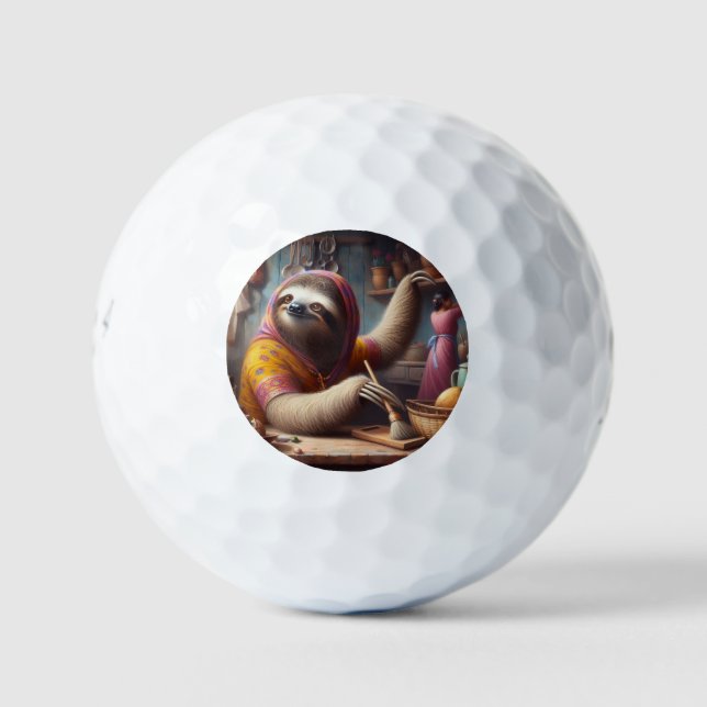 Sloth Cleaning a Kitchen Golf Balls (Front)
