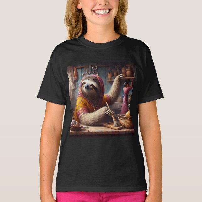 Sloth Cleaning a Kitchen T-Shirt (Front)