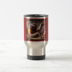Sloth Cleaning a Kitchen Travel Mug