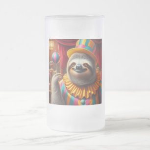 Sloth Clown Frosted Glass Beer Mug
