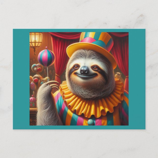 Sloth Clown Postcard (Front)