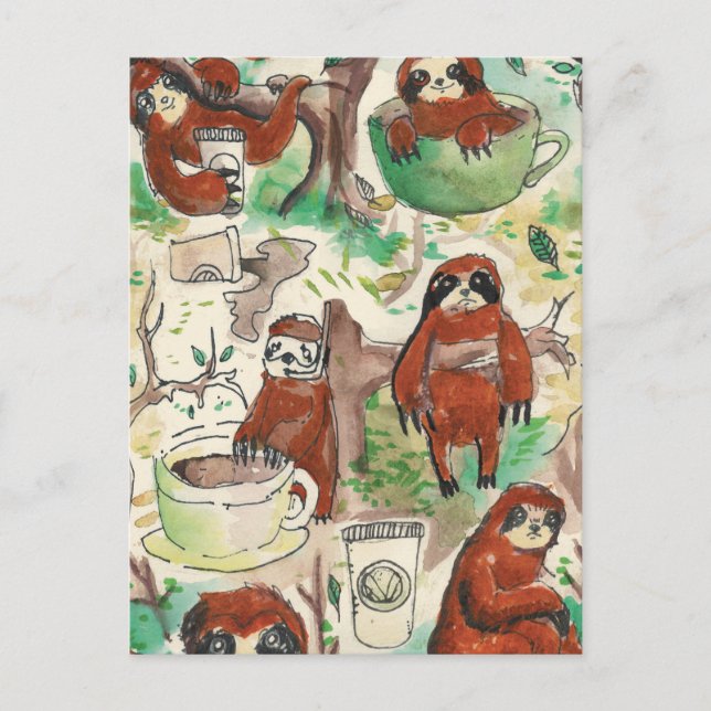 sloth coffee postcard (Front)