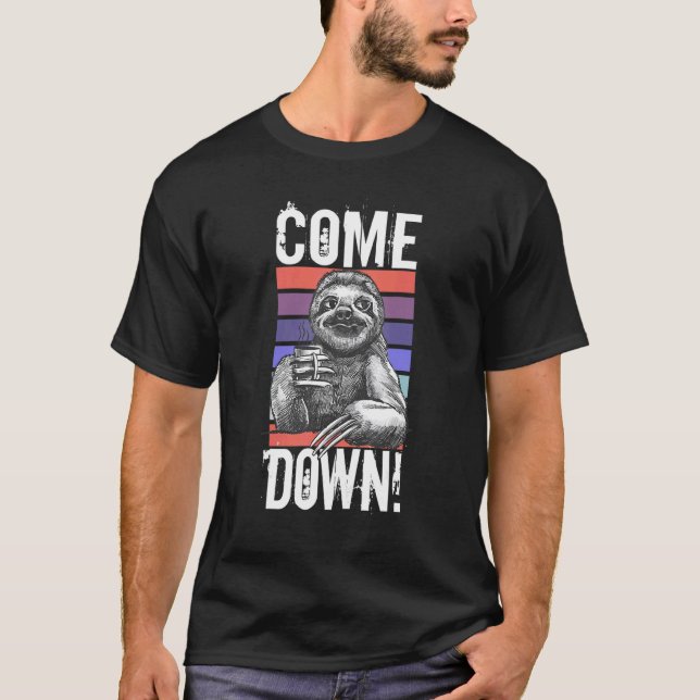 Sloth Coffee Saying Retro T-Shirt (Front)
