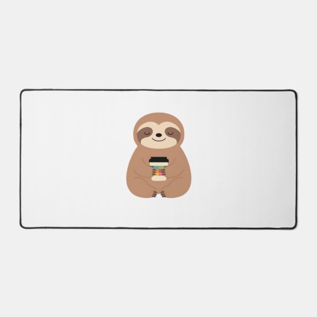 Sloth Coffee Time Classic T-Shirt Desk Mat (Front)