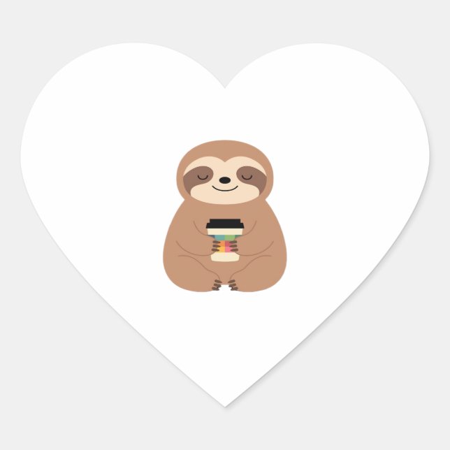 Sloth Coffee Time Classic T-Shirt Heart Sticker (Front)